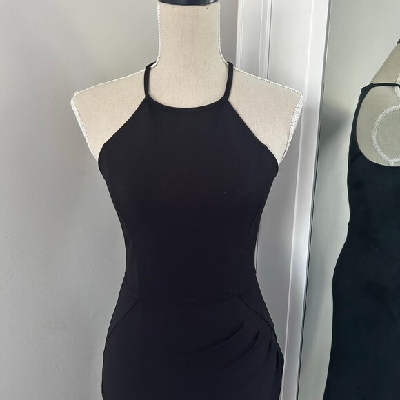 Dynamite Black Halter Split Front Midi Dress - Picture 6 of 9